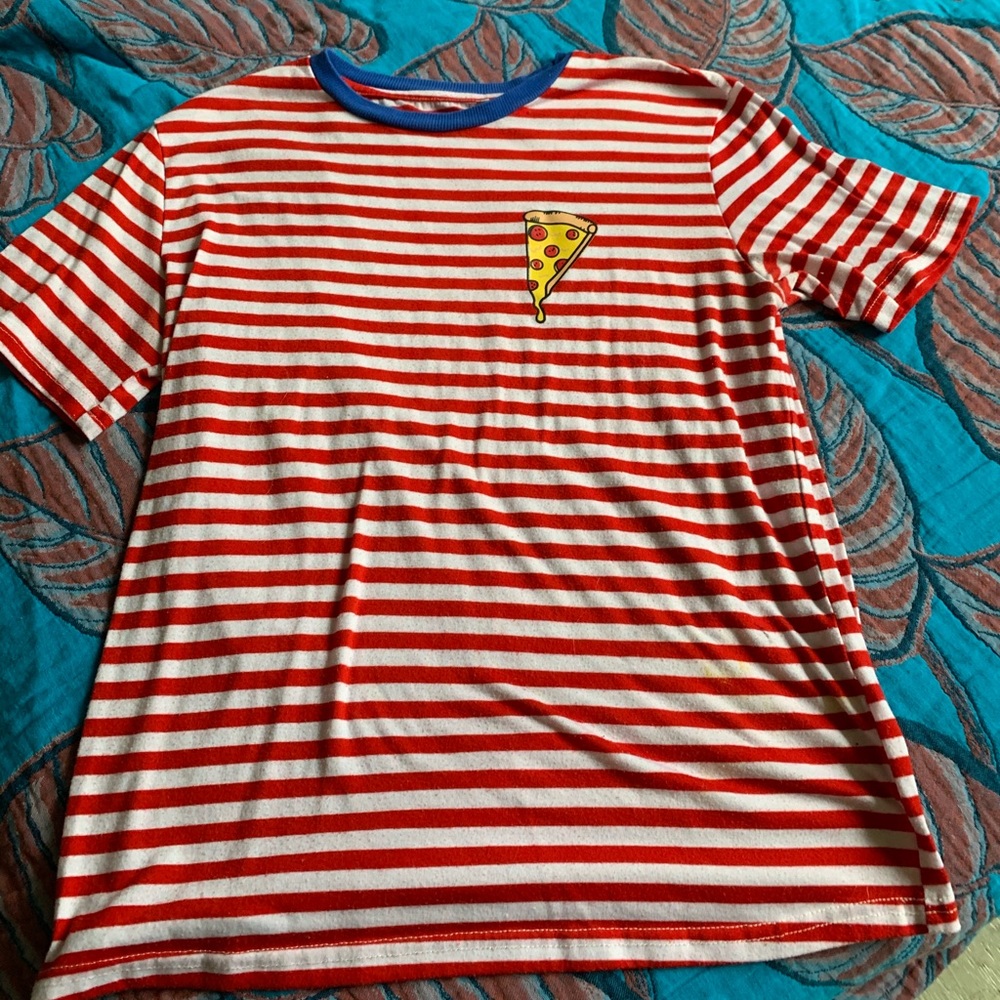 Red striped Pizza T-shirt